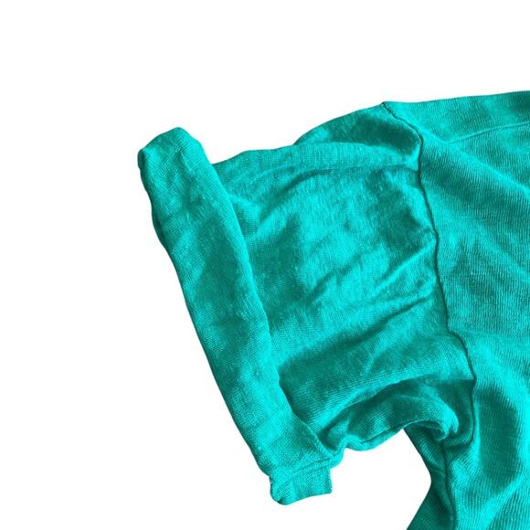 J. Crew Linen Roll Cuff Crewneck Tee Shirt In Summer Green Size SMALL - Picture 4 of 7